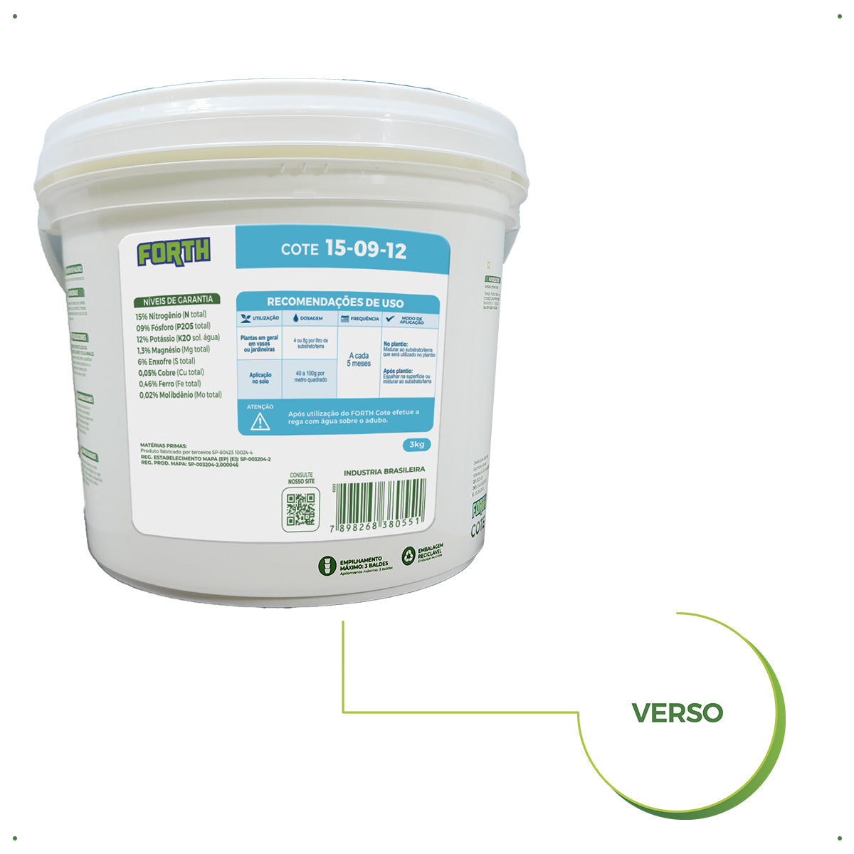 Adubo Fertilizante Npk Forth Osmocote 15-09-12 Balde De 3kg