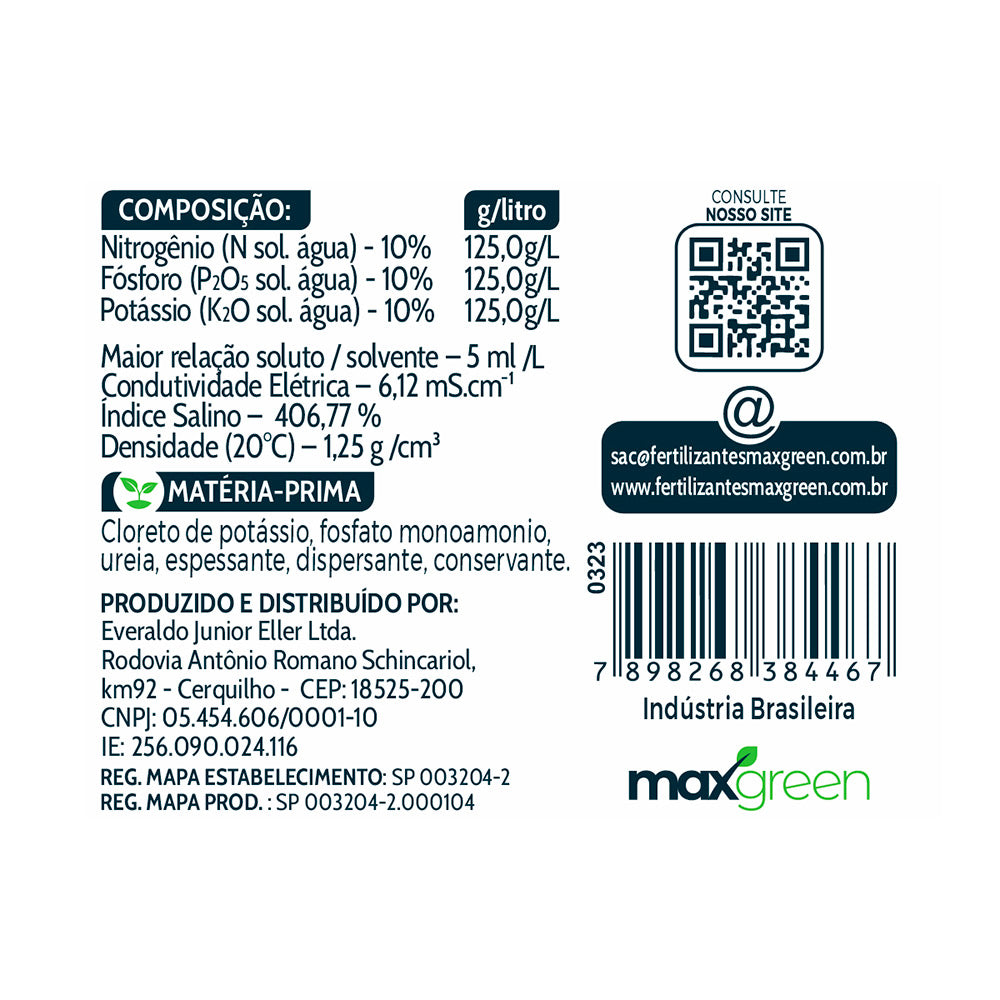 Fertilizante Forth Maxgreen Concentrado 10-10-10 100ml