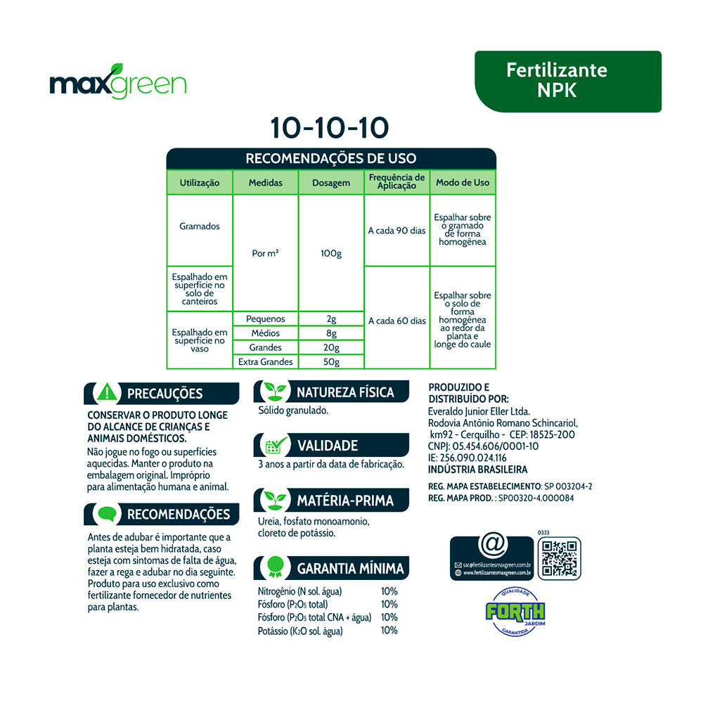 Fertilizante Forth Maxgreen 10-10-10 1kg