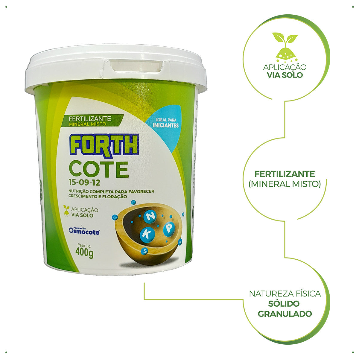 Adubo Granulado Forth Cote 15-09-12 Osmocote 400g
